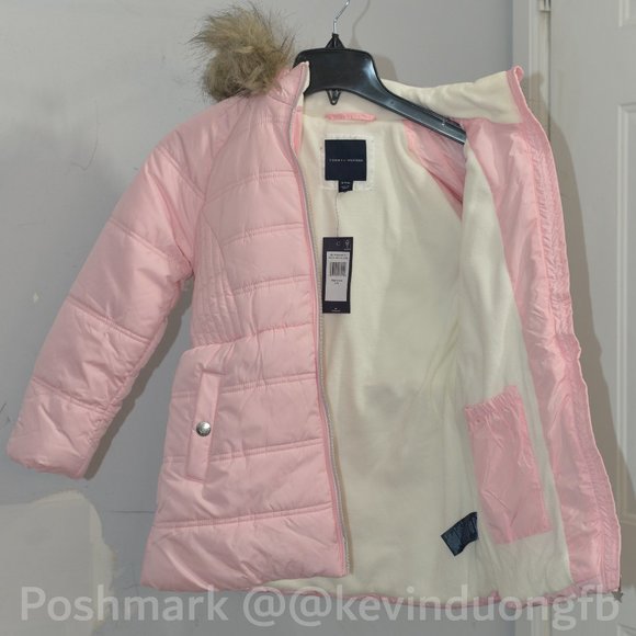 GIRL'S TOMMY HILFIGER FASHION PUFFER JACKET WITH FAUX FUR TRIM!